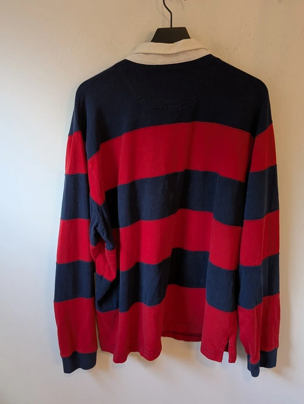 VTG Polo Ralph Lauren Mens Thick Stripe Heavy Cotton Rugby Long Sleeve Shirt XXL